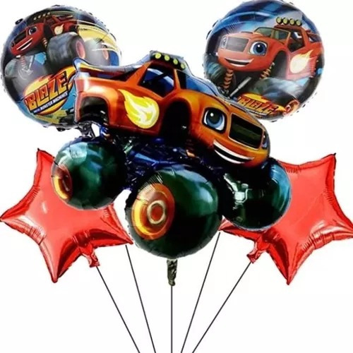 Set 5 Globos Auto Carrera Monster Truck Camion Hot Wheels