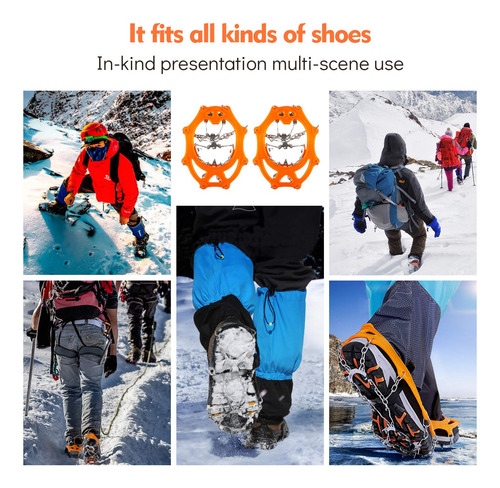 Sfee Ice Snow Grips Crampones Tacos De Tracción, 19 Picos De