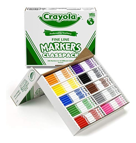 Crayola 200 Ct Fine Line Markers 10 Colores Surtidos 588210