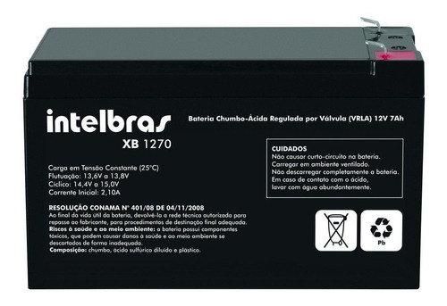Bateria Vrla Intelbras Xb 1270 12v 7,0 Ah