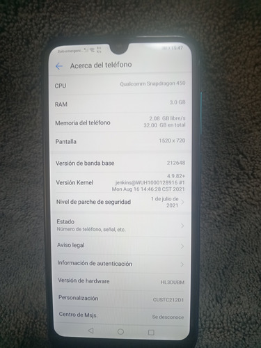 Huawei Y7 2019 32 Gb Azul Aurora 3 Gb Ram Azul Acero (Usado)