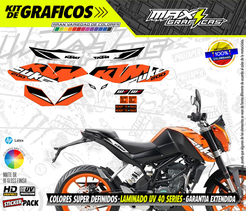 Calcomanias Ktm Duke 200 Naranja Tipo Original 