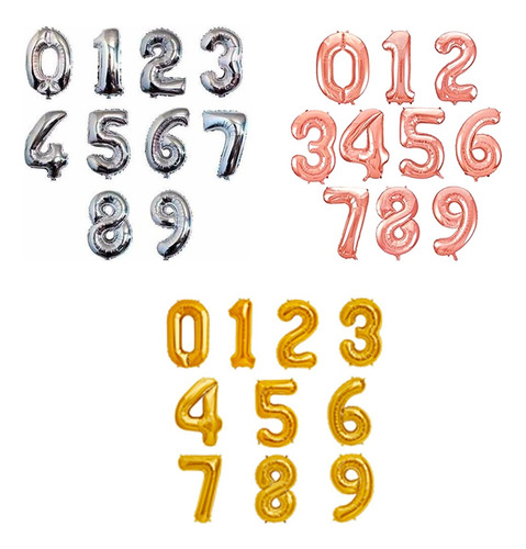 Globo Metalizado Numeros 32 80 Cm Dorado Plateado Fiestas Umpapel