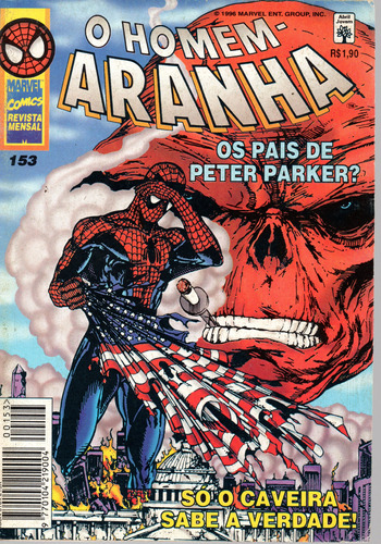 O Homem-aranha N° 153 - 84 Páginas Em Português - Editora Abril - Formato 13,5 X 19 - Capa Mole - 1996 - Bonellihq Cx04 Mai24