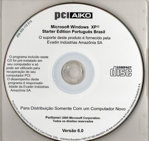 Cd-rom Pci Aiko, Microsoft Windows Xp, Starter Edition