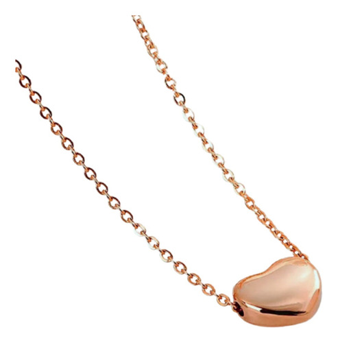 Colar Feminino Pingente Coração Banho Ouro Rosê Ou Prateado Cor Rosa-claro