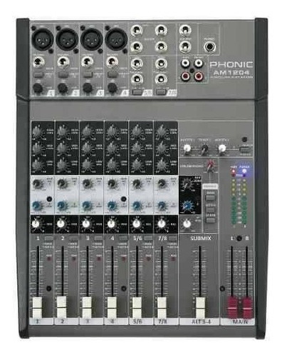 Consola Mixer Phonic Am1204 4 Ch Mono Y 2 Stereo + Phantom