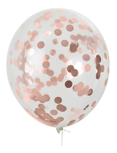 Globos Latex 12 Transparentes Confeti Rose Gold X5 Unidades