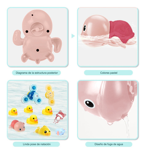 10pzs Juguetes De Baño Para Bebes 1 Año Sensoriales Niños Color Amarillo