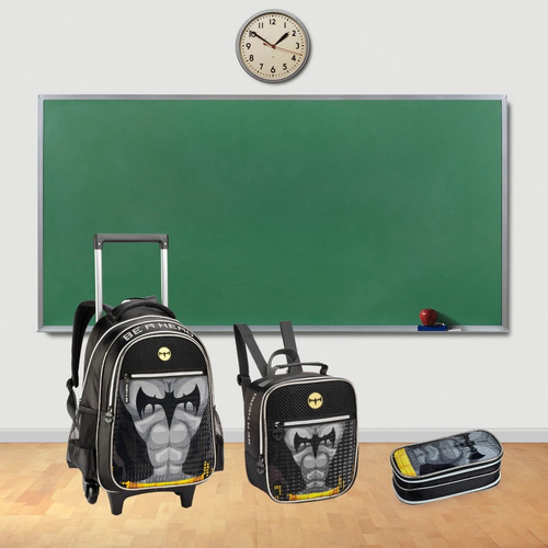 Mochila Escolar Rodinha C/ Estojo Lancheira Meninos 3pçs