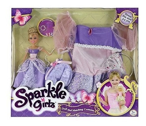 Imagem 3 de 6 de Sparkle Girlz Boneca E Fantasia Princesa Roxa 3 A 4 Anos
