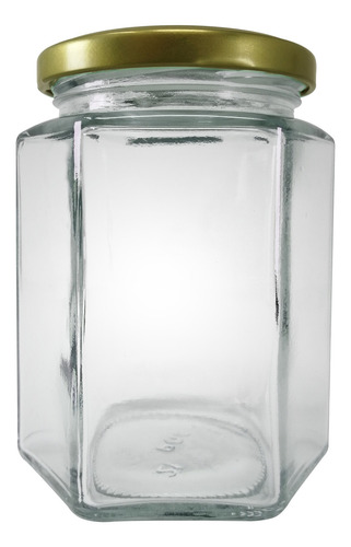 Frasco De Vidrio Hexagonal 250 Ml 36 Pz Recuerdos Miel Color Dorado
