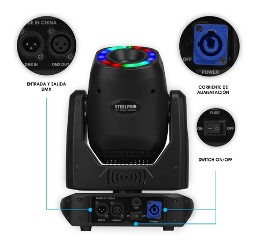 Imagen 5 de 10 de Cabeza Móvil Spot 120w Prisma 5 Caras Aro Smd Case Steelpro