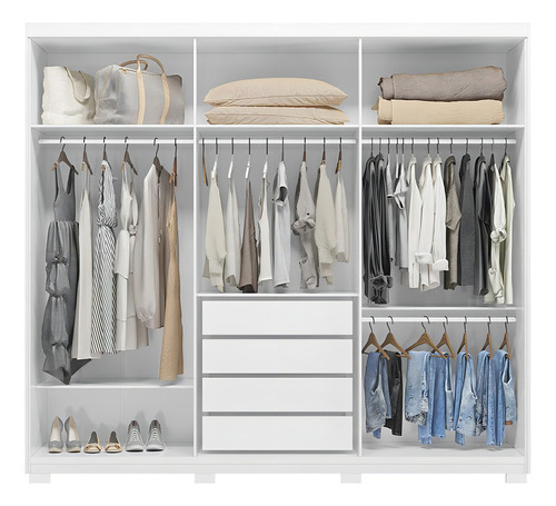 Guarda Roupa Casal Venice 62480pe Branco Brilho Com Pés