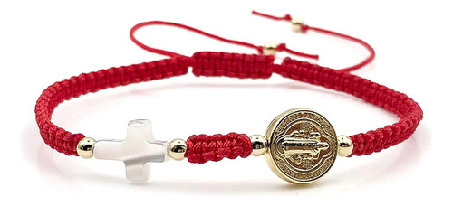 Pulsera De Hilo Tejido Mano Mujeres Medalla De San Beni...