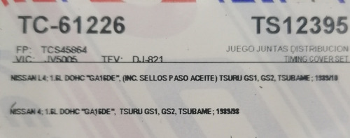 Juntas De Distribución Tsuru Iii 16 Válvulas 95-2017