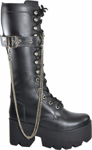 Coturno Bota Feminino Sola Alta Plataforma Rock Moto Ref 407 | Mercado Livre