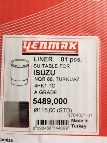 Camisa De Piston Isuzu 4hk1-tc Elf400, Elf500, Elf600