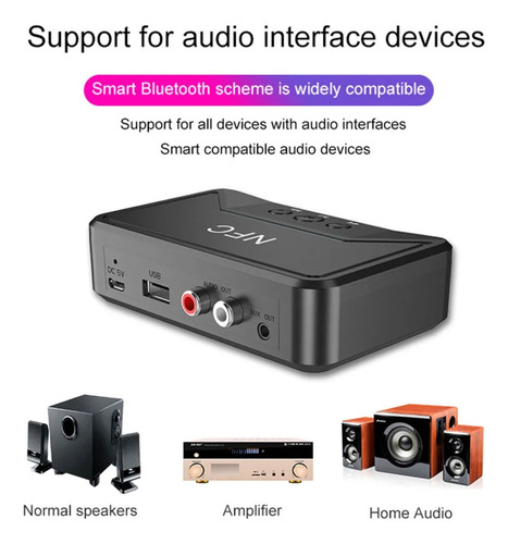 Receptor Audio Bluetooth Nfc Aux 3,5 Mm Rca Pendrive