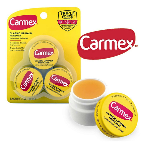 Hidratante Labial Carmex Clásico Medicado 3 Unidades 7,5g