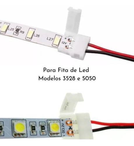 Kit 20 Emenda Rápida Extensão P/ Fita Led 2 Vias 5050 3528