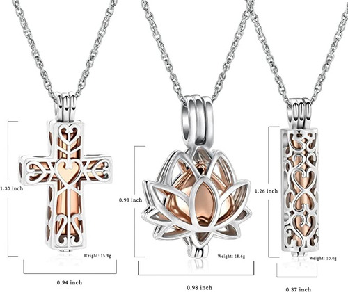 Collar Colgante Mini Urnas Cenizas 3pz Acero Inoxidable Recu