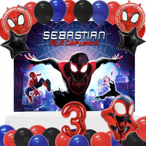 Kit Decoración Fiesta Spiderman - Globos Spiderman + Lona