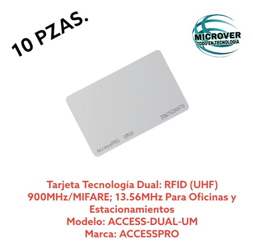 Accesspro Tarjeta Dual Rfid Mifare Pvc 10pza, Access-dual-um