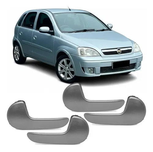 Kit 4 Maçaneta Interna Da Porta - Corsa 2002 A 2012 Prata