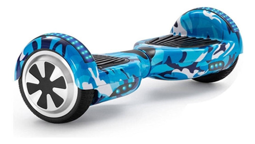 Hoverboard Skate Elétrico 6.5 Azul Camuflado Led Bluetooth