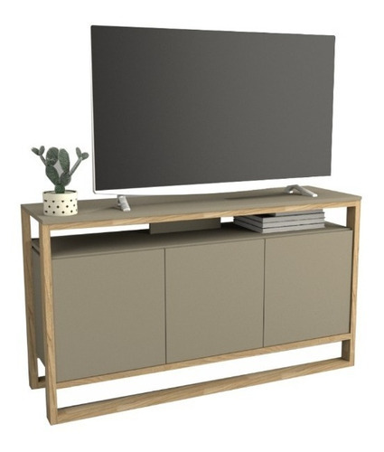 Rack Mesa De Led Tv Nordico Escandinavo Melamina Moderna Color Gris Cubanita con Olmo Finlandes