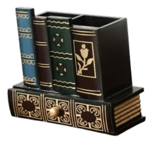 Vintage Book Pen Soltorer Organizador De Escritorio De Flor