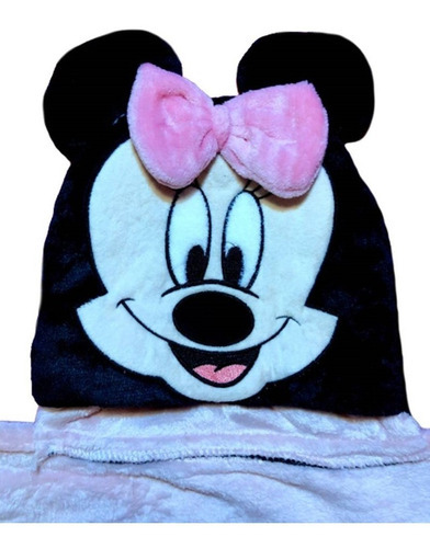 Manta Para Bebê Com Capuz Minnie Mouse Rosa Menina Disney