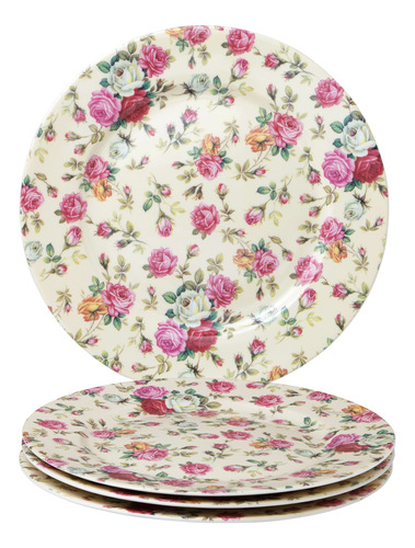 Gracie China By Coastline Imports Cream Rose Chintz All Over