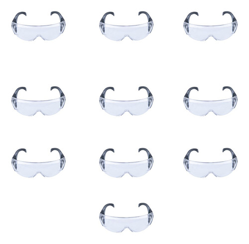 Kit 10 Óculos Proteção Sobrepor Ampla Visão Antiembaçante