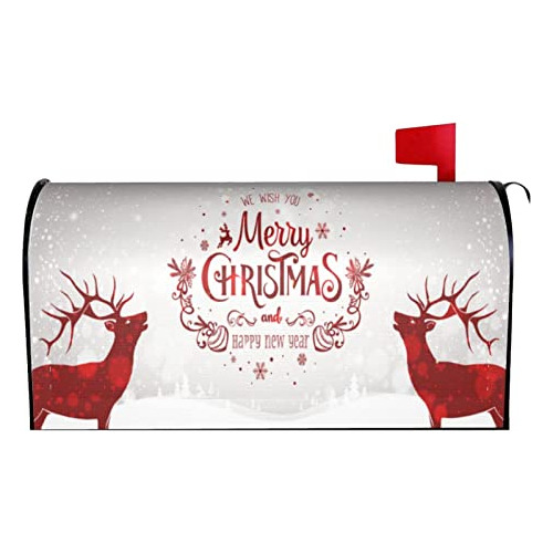 Winter Deer Merry Christmas Mailbox Cover Magnetic Wate...