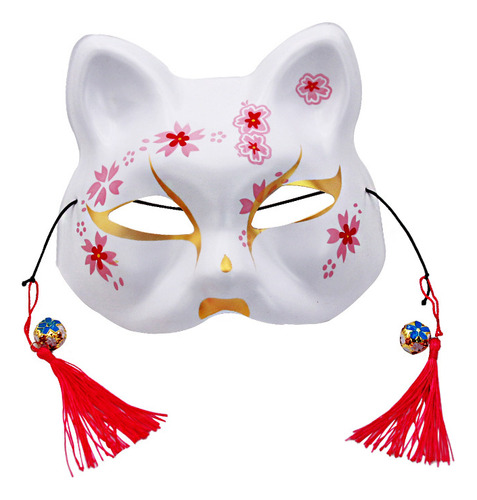 White Cherry Cat - Máscara De Zorro Sakura Japonés Ando