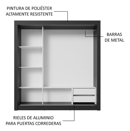 Ropero Closet Madesa 3 Puertas Nb 02 Color Negro/blanco