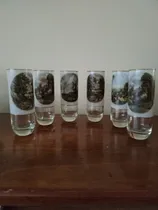 Comprar Juego De 6 Vasos Decorativos Vintage Paisajes Filo Dorado