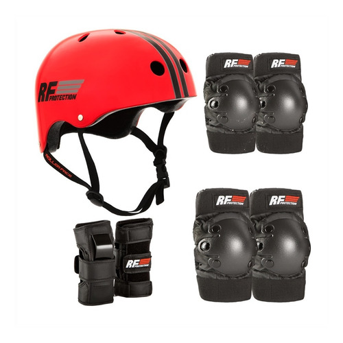 Set De Protección Y Casco Rollerface Rojo/negro
