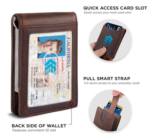 Serman Brands Rfid Bifold Delgado De Cuero Genuino M...