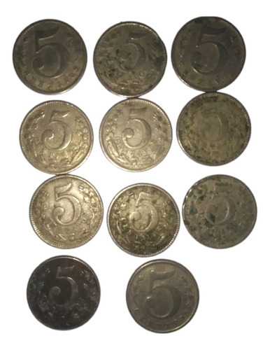 11 Monedas Colombianas De 5 Centavos. Año 1886