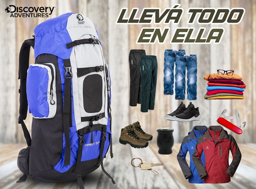 Imagen 7 de 10 de Mochila Mochilero Discovery Adventure 75+5lts Viaje Trekking