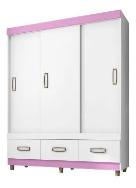 Imagem 4 de 4 de Guarda Roupa Roupeiro Casal 3 Portas De Correr Branco Flex