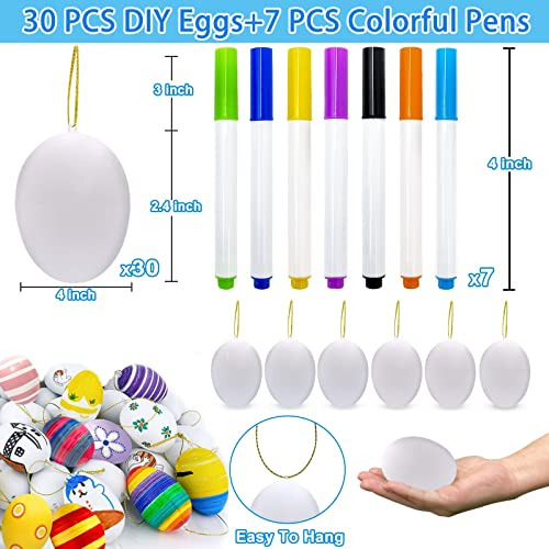 Kit De Decoración De Huevos De Pascua Blancos 30 Huevos De P