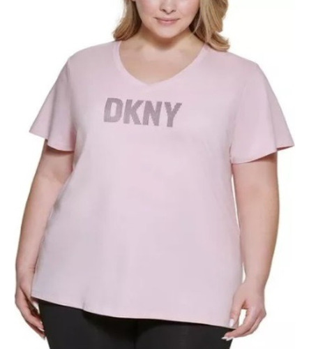 Remera Donna Karan  New York, Dkny Logo, Rosa, Talle 3x 