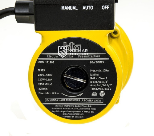 Bomba Presurizadora Elevador Presion Bta 30l/m 8.5 Mts 120w