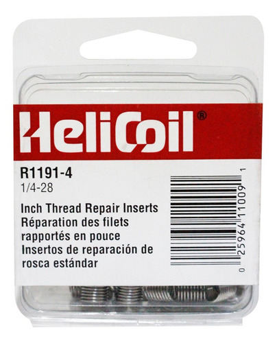 12 Insertos Para Reparación Roscas 1/4-28 L .375 Helicoil