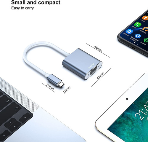 Benfei Adaptador Usb-c A Vga, Thunderbolt 3 (usb Tipo C) A V