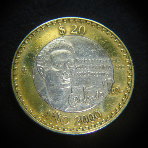 Moneda 20 Pesos 2000 Octavio Paz Bimetalica Nuevo Milenio